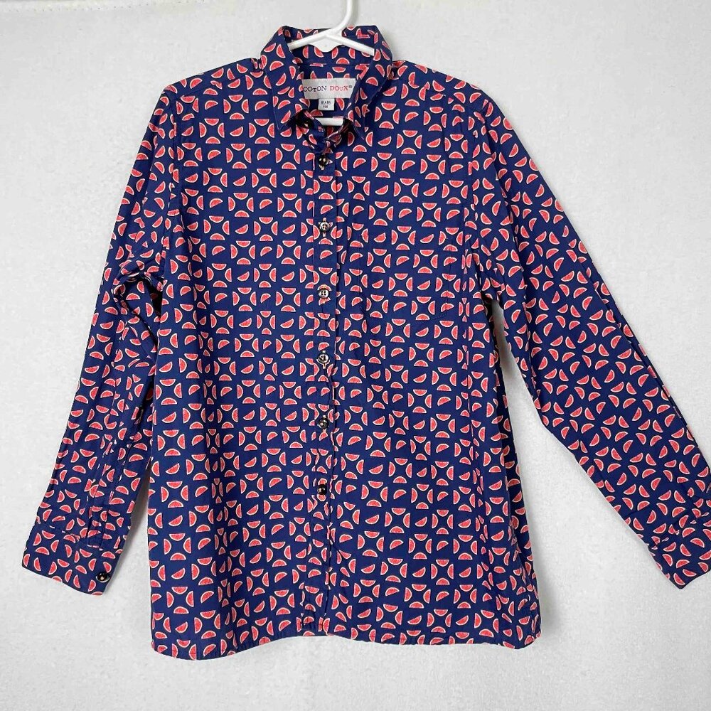 Coton Doux Printed Button Up Long Sleeve Cotton Shirt Boys Size 10 years old